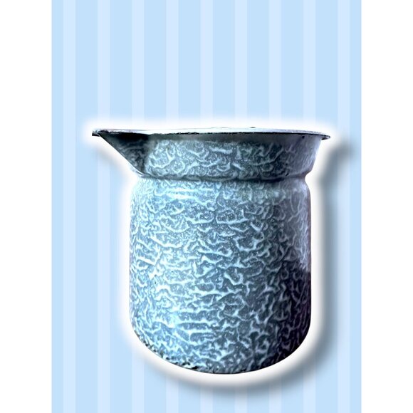 Vintage Blue Enamelware Graniteware Coffee Pot With Lid Rustic Campfire Style - Picture 10 of 16